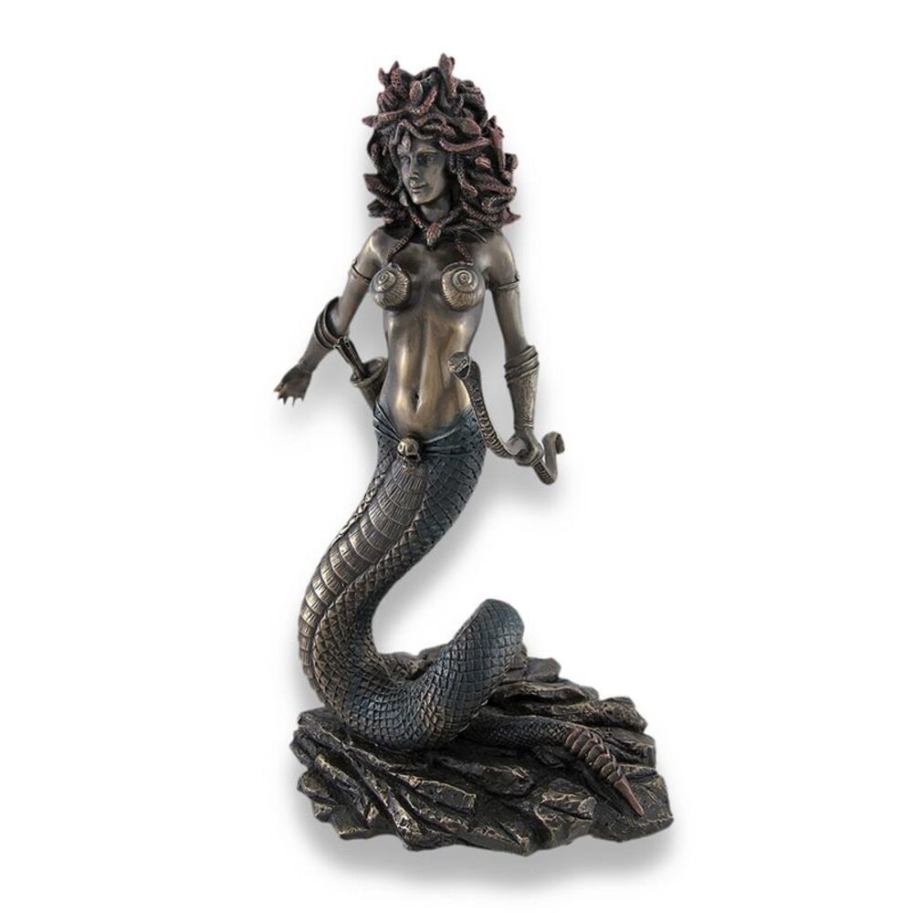 Bronzed Medusa with Double Snake Bow and Arrows Statue